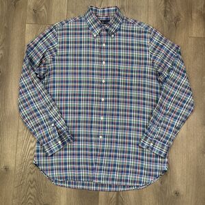 Ralph Lauren Shirt Mens Large Blue Pastel Plaid Button Down Spring Lightweight